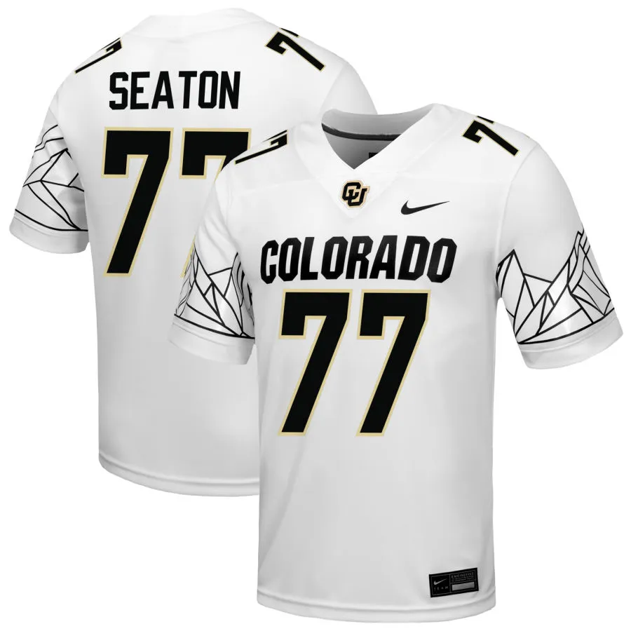 Colorado Buffaloes #77 Jordan Seaton 2025 White College Football Game Jersey