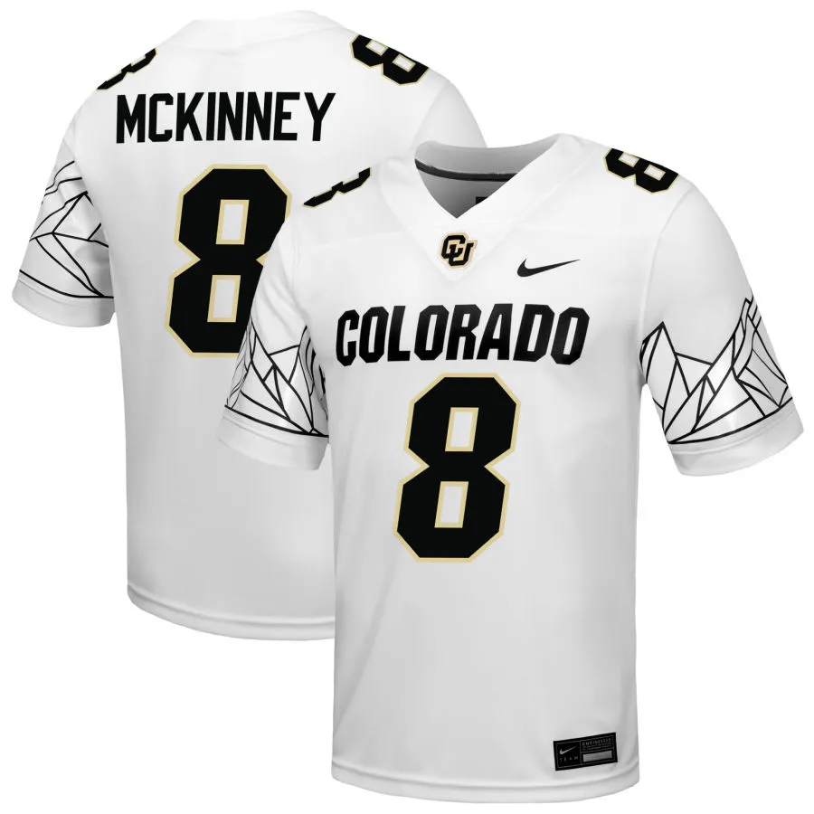 Colorado Buffaloes #8 DJ McKinney 2025 White College Football Game Jersey