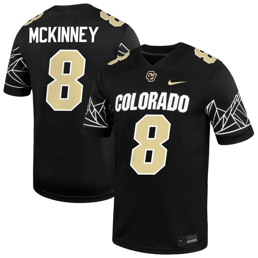 Colorado Buffaloes #8 DJ McKinney 2025 Black College Football Game Jersey