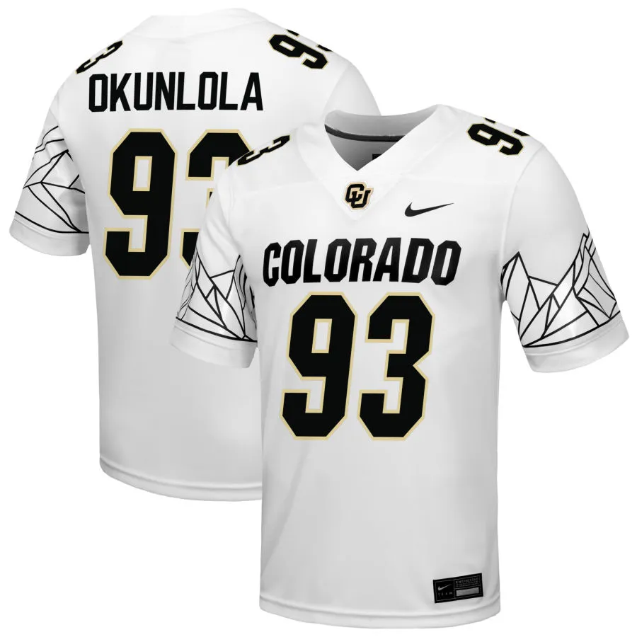 Colorado Buffaloes #93 Samuel Okunlola 2025 White College Football Game Jersey