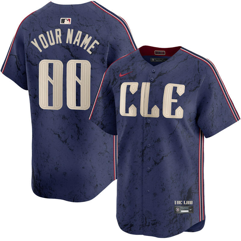 Mens Youth Cleveland Guardians Custom Nike 2024 City Connect Limited Jersey - Navy