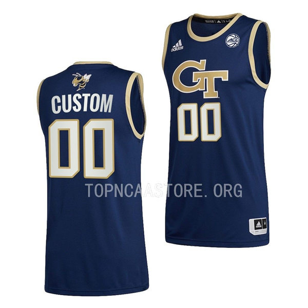 Mens Youth Georgia Tech Yellow Jackets Custom Adidas 2020 Navy GT Basketball Jersey