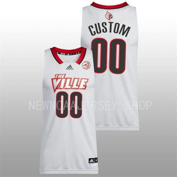 Men's Youth Louisville Cardinals Custom Adidas 2022 Light Grey Basketball THE VILLE Jersey