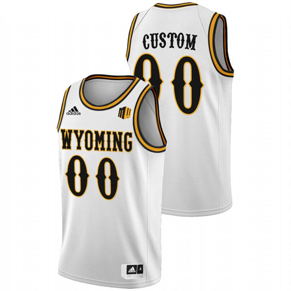 Men's Youth Wyoming Cowboys Custom 2022 White Brown Adidas College Basketball Game Jersey