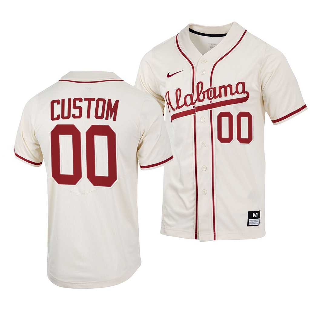 Mens Alabama Crimson Tide Custom Jimmy Nelson Alex Avila Mikey White Cody Henry Jett Manning Brock Love Nike Tan Baseball Jersey