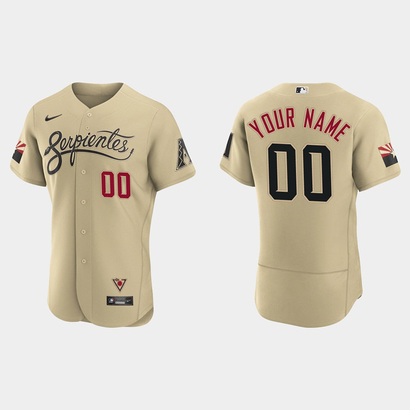 Mens Arizona Diamondbacks Custom Nike Tan 2021 Arizona City Connect Jersey