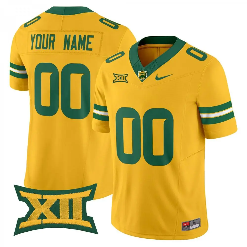 Mens Youth Baylor Bears Custom 2025 Yellow Football Game Jersey