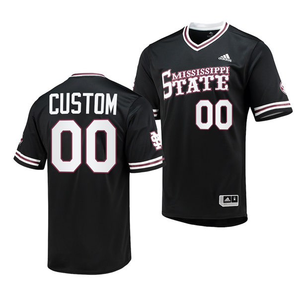 Mens Youth Mississippi State Bulldogs Custom Black Adidas Pullover Baseball Jersey