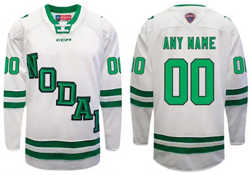 North Dakota Fighting Hawks Custom White alternate 2025 NODAK College Hockey Jersey