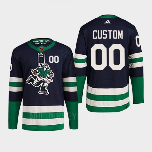 Men's Youth Vancouver Canucks Custom Navy 2022 Reverse Retro Primegreen Jersey