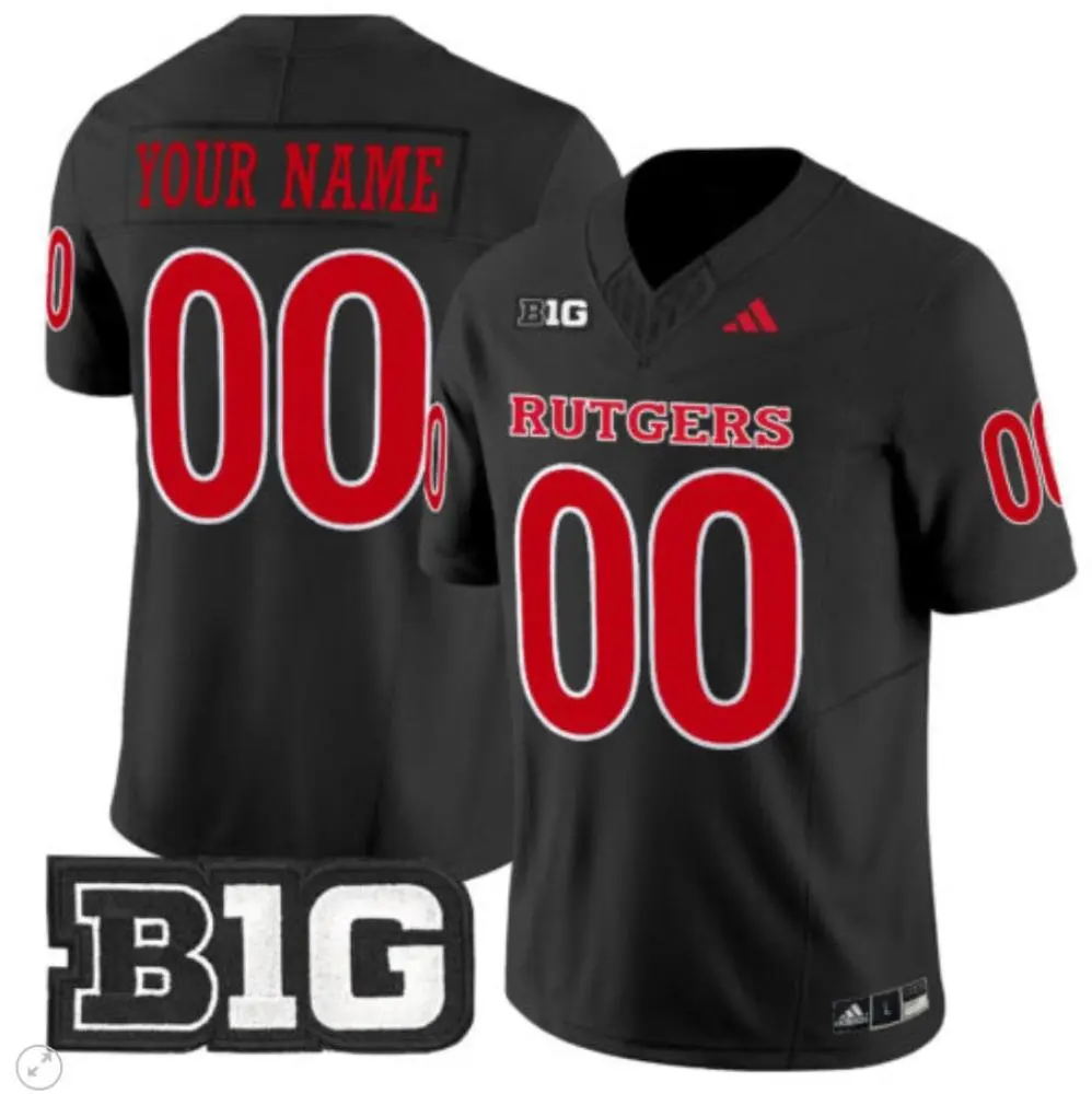 Custom Rutgers Scarlet Knights Adidas Black Rutgers College Football Jersey