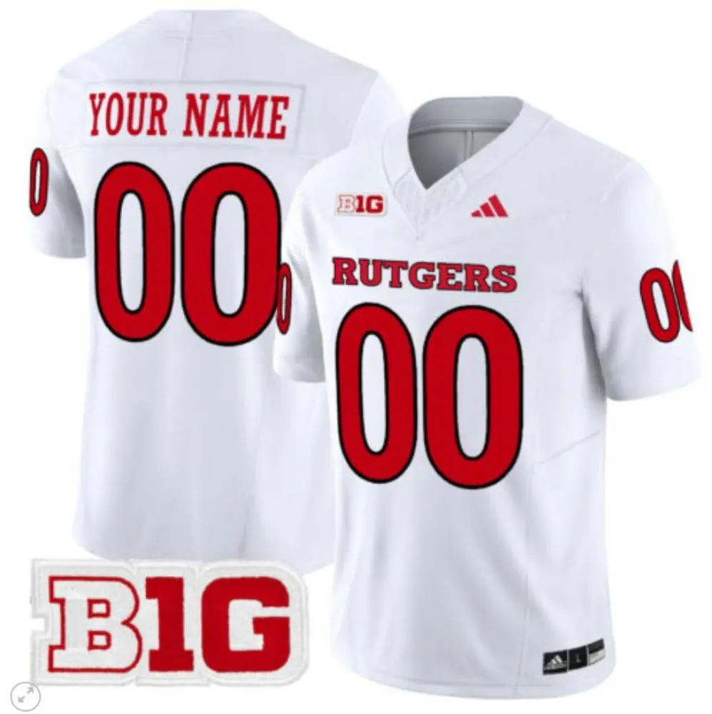 Custom Rutgers Scarlet Knights Adidas White Rutgers College Football Jersey