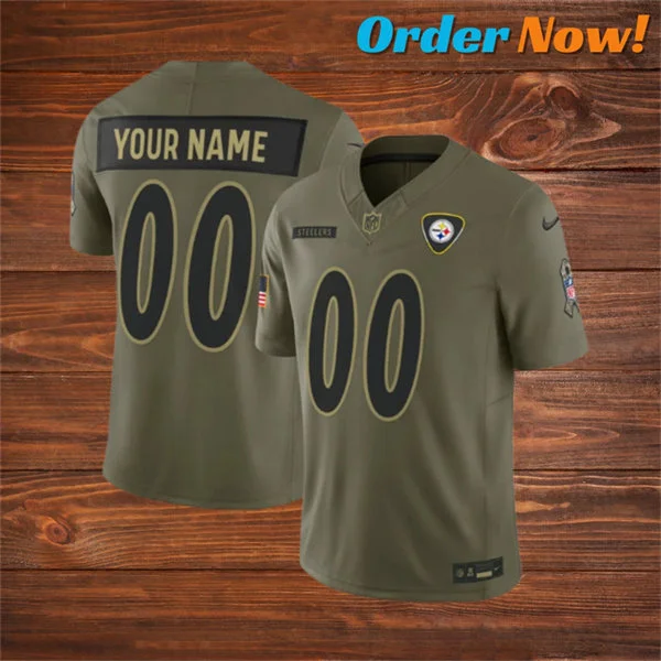 Mens Pittsburgh Steelers Custom Olive 2025 Salute To Service Limited Jersey
