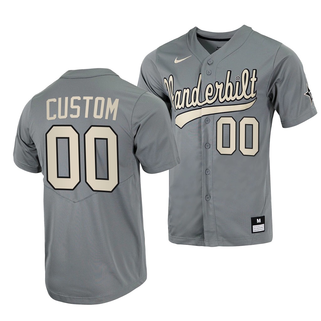 Men's Vanderbilt Commodores Custom Nike Grey College Game Baseball Jersey