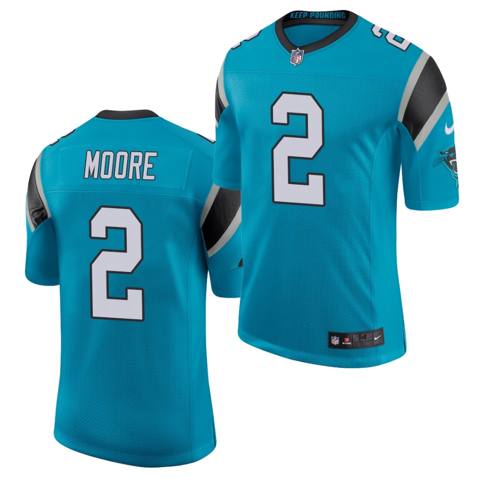 Mens Carolina Panthers #2 D. J. Moore Nike Blue Game Football Jersey