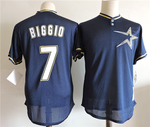 Men's Houston Astros #7 Craig Biggio Mitchell & Ness Navy Cooperstown Collection Batting Practice Jersey