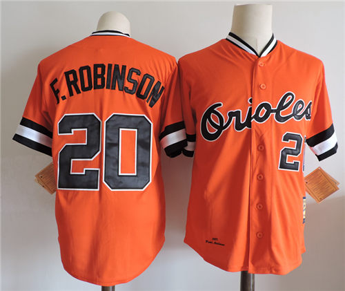 Men's Baltimore Orioles #20 FRANK ROBINSON 1971 Orange Majestic Cooperstown Alternate Jersey