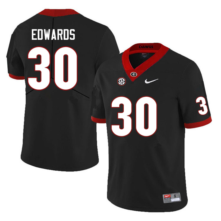 Mens Georgia Bulldogs #30 Daijun Edwards Nike Black Football Jersey 