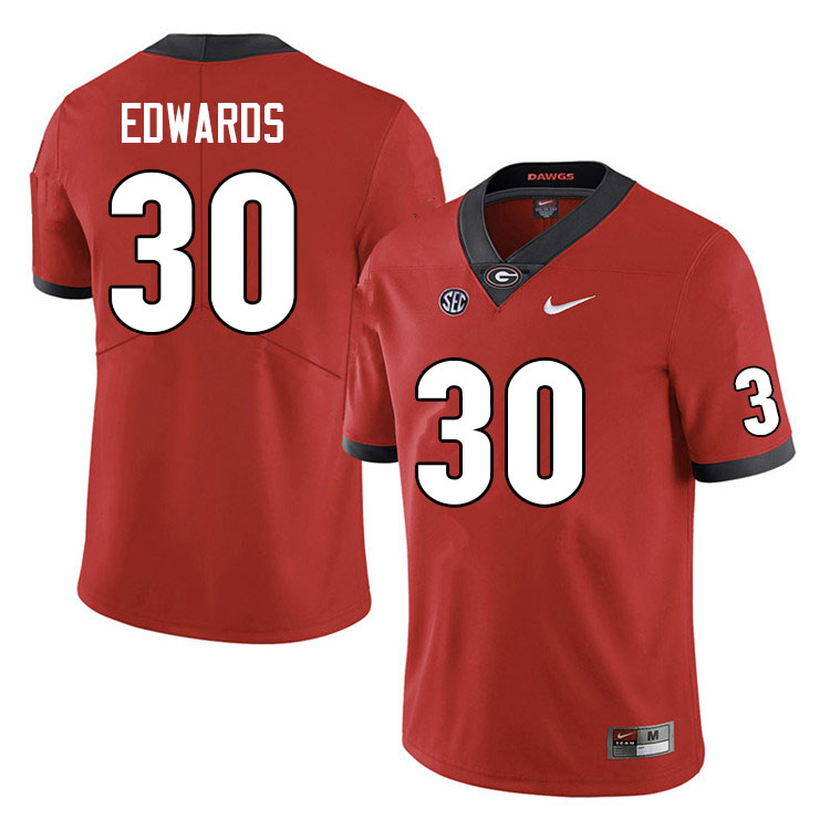 Mens Georgia Bulldogs #30 Daijun Edwards Nike Red Home Game Football jersey