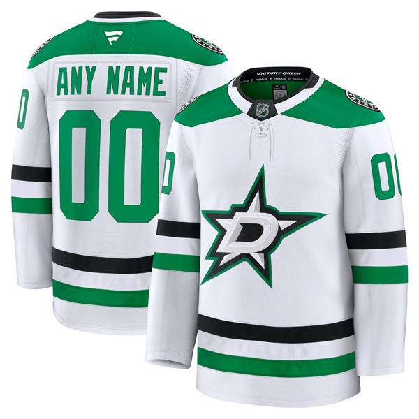 Youth Dallas Stars Custom Fanatics White Away Jersey