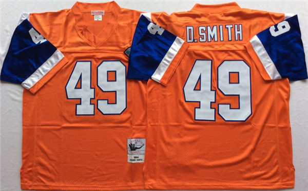 Mens Denver Broncos #49 Dennis Smith Orange 75TH Throwback Jersey