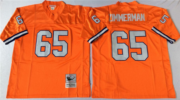 Men's Denver Broncos #65 Gary Zimmerman Orange Throwback Jersey