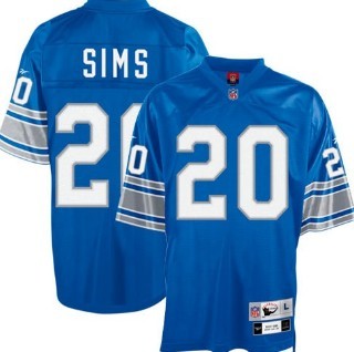 Men's Detroit Lions #20 Billy Sims Blue Throwback Jersey