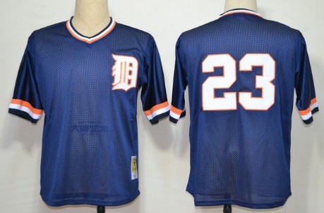 Men's Detroit Tigers #23 Kirk Gibson Navy Blue Throwback Jersey