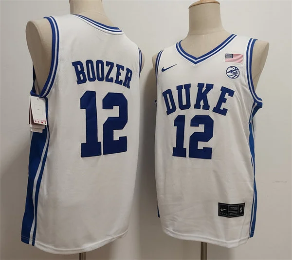 Mens Duke Blue Devils #12 Cameron Boozer 2025 White College Basketball Game Jersey