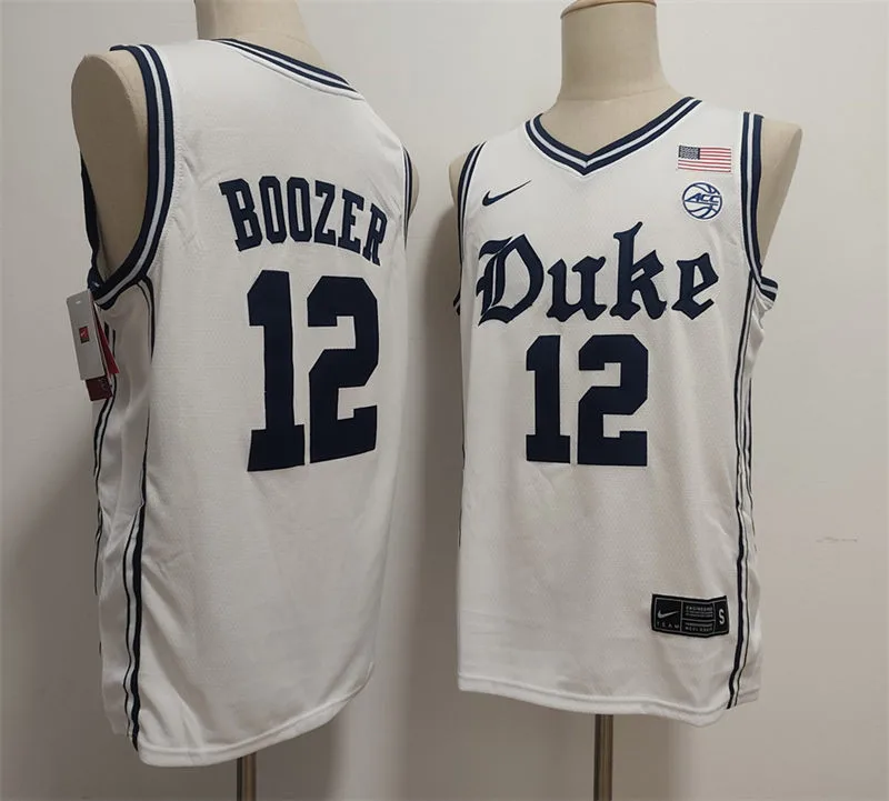 Mens Duke Blue Devils #12 Cameron Boozer White Brotherhood uniform Jersey