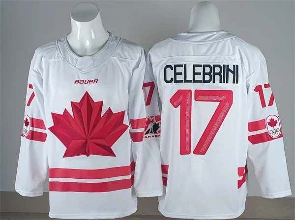Men's Canada #17 Macklin Celebrini 2026 Canada Olympic Hockey Jersey White