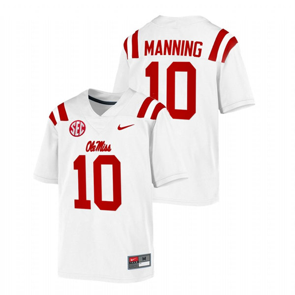 Mens Ole Miss Rebels #10 Eli Manning Nike White College Football Jersey