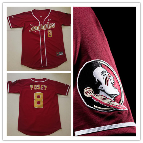 Men's Florida State Seminoles #8 Buster Posey  Nike Scarlet College Baseball Jersey