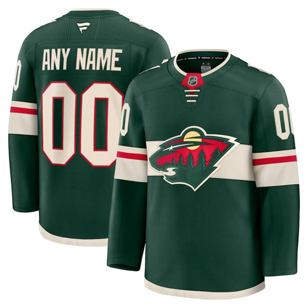Youth Minnesota Wild Custom Stitched Fanatics Home Green Jersey