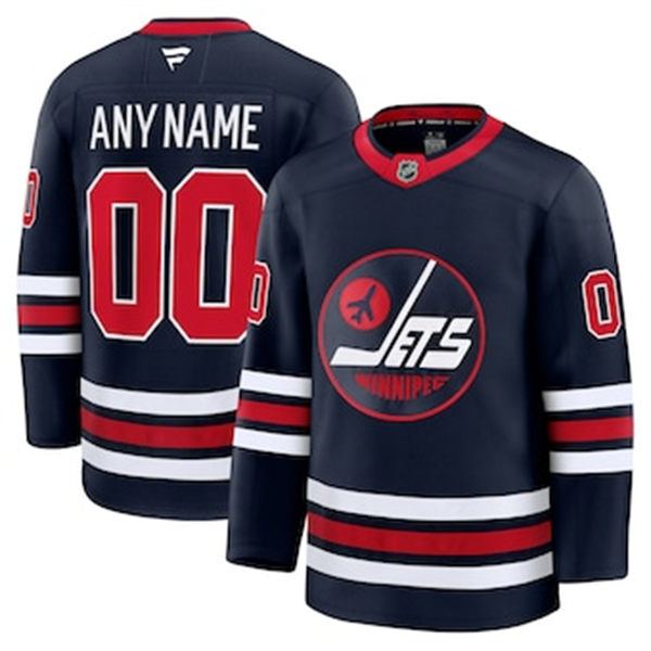 Youth Winnipeg Jets Custom Fanatics Navy Alternate Reverse Retro 2.0 Premier Jersey