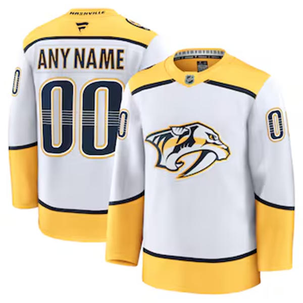 Men's Nashville Predators Custom Fanatics White Away Premium Jersey