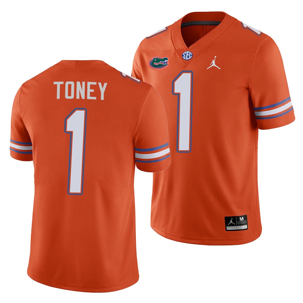 Men's Florida Gators #1 Kadarius Toney Orange Jordan Football Jersey