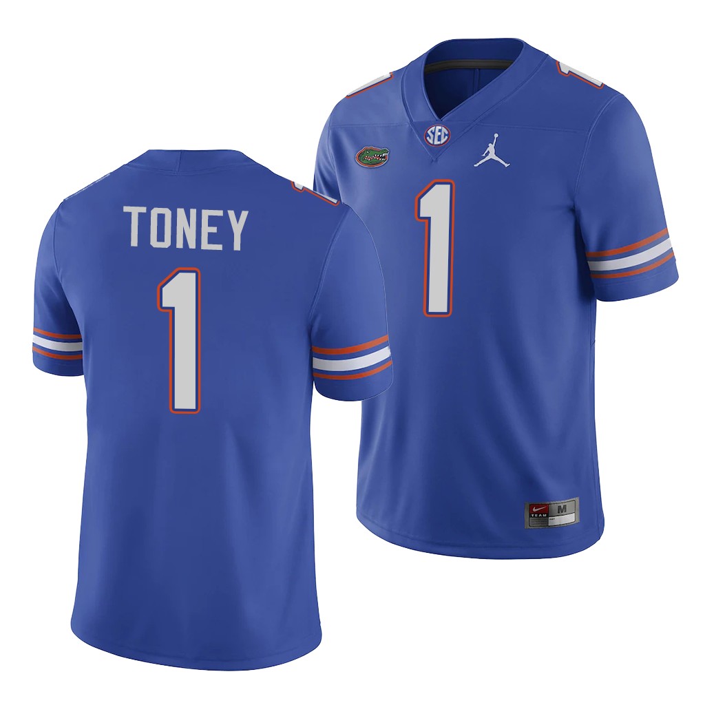 Men's Florida Gators #1 Kadarius Toney Royal Jordan Football Jersey