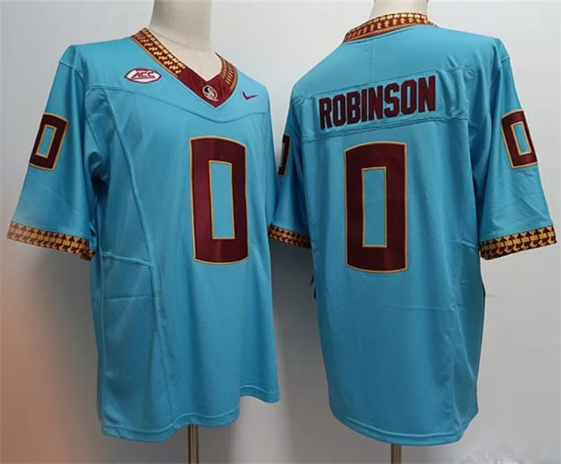 Florida State Seminoles #0 Duce Robinson Nike 2025 Turquoise Alternate Football Game Jersey