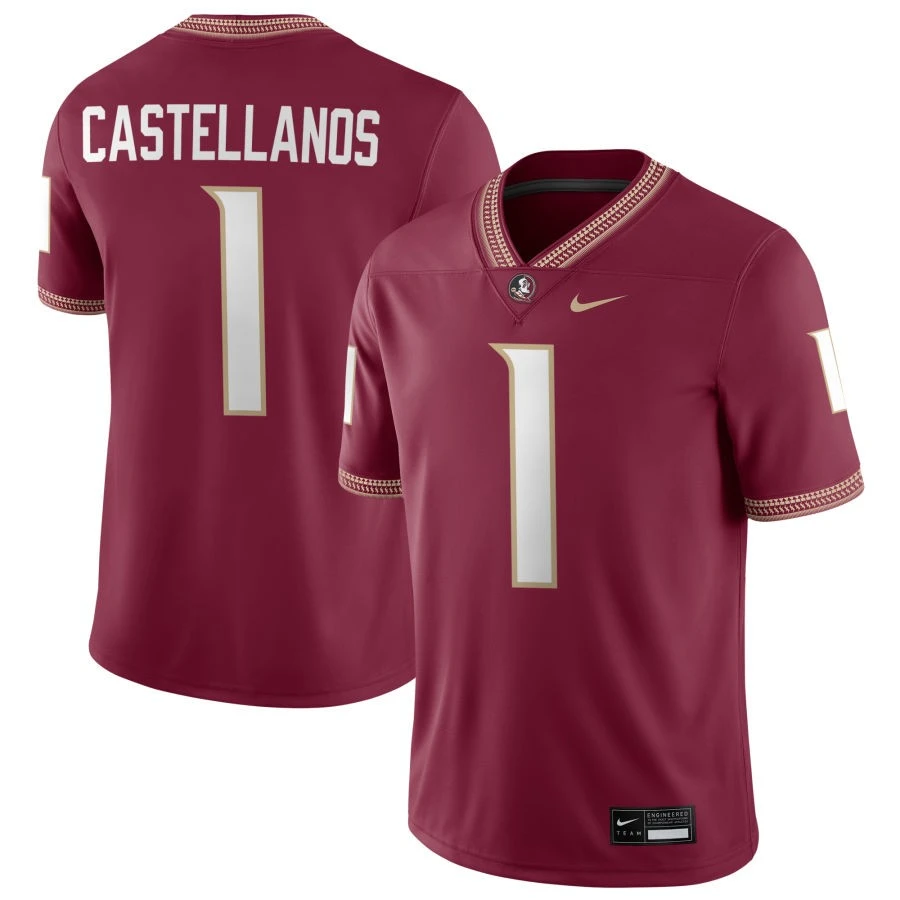 Florida State Seminoles #1 Thomas Castellanos Nike 2025 Maroon Football Jersey
