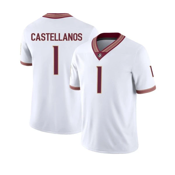 Florida State Seminoles #1 Thomas Castellanos Nike 2025 White Football Jersey