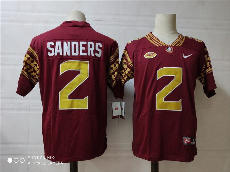 Men's Florida State Seminoles #2 Deion Sanders College Football Limited Jerseys - Red white name S-3XL