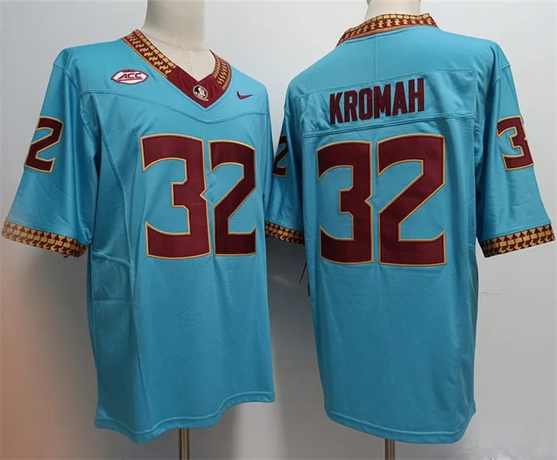 Florida State Seminoles #32 Ousmane Kromah Nike 2025 Turquoise Alternate Football Game Jersey