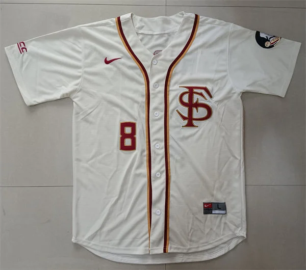 Florida State Seminoles #8 Buster Posey Nike Cream FS College Baseball Jersey