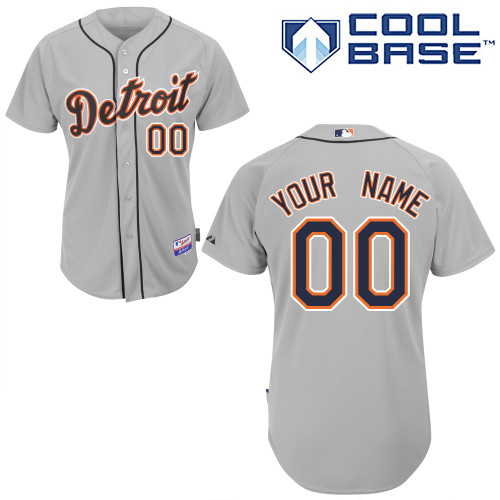 Men's Detroit Tigers Replica Personalized Road Gray  Jersey