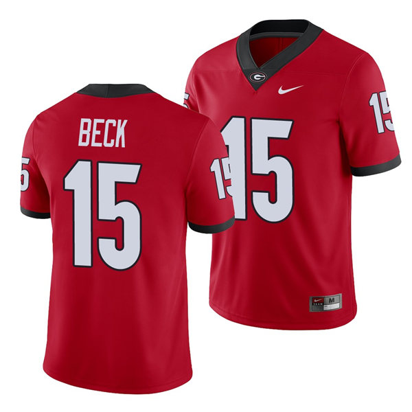 Youth Georgia Bulldogs #15 Carson Beck Red Stitched College Football Nike NCAA Jersey