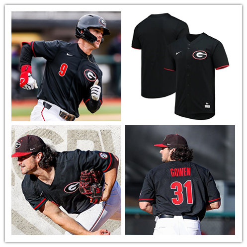 Georgia Bulldogs Custom Nike 2025 Black Baseball Game Jersey