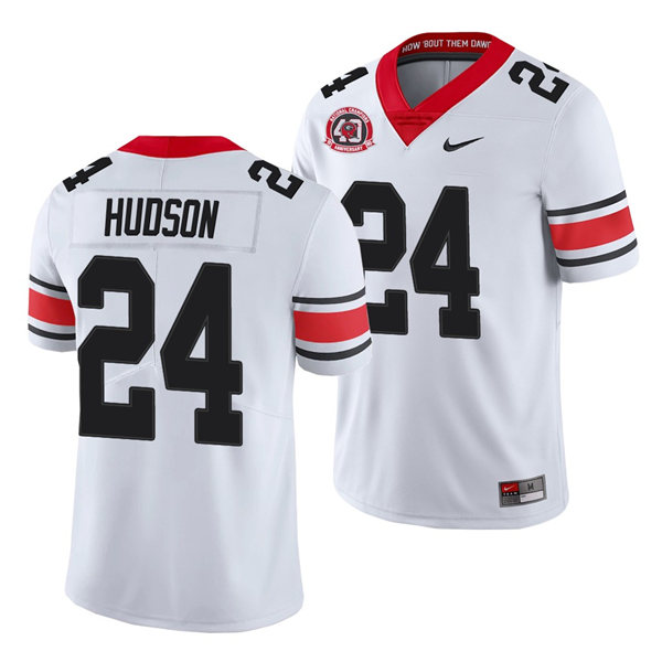 Mens Georgia Bulldogs #24 Prather Hudson White College Football 40th Anniversary Alternate Jersey