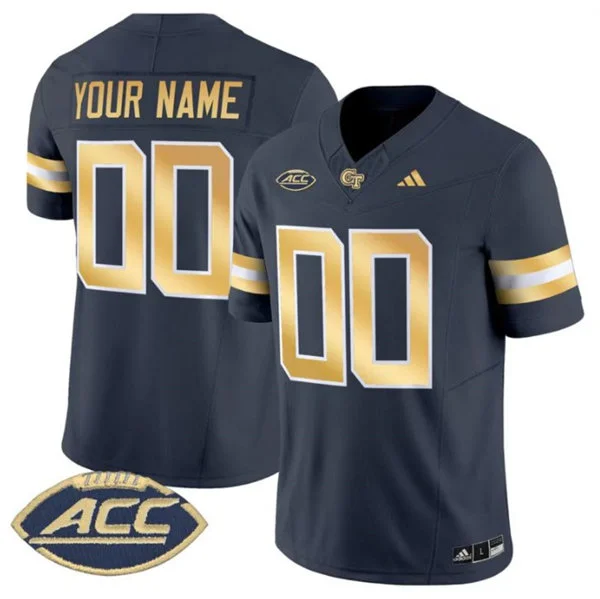 Georgia Tech Yellow Jackets Custom 2024 Navy Football Game Jersey