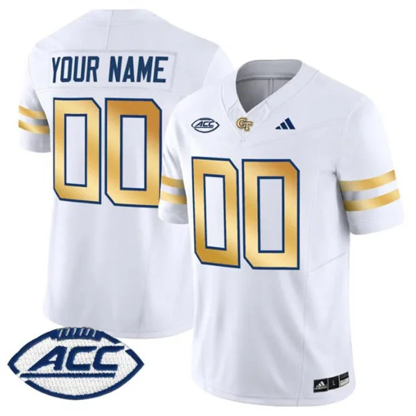 Georgia Tech Yellow Jackets Custom Adidas 2025 White Football Game Jersey
